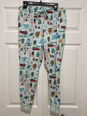 Christmas Holiday Print Pajama Pants - Light Mint Green